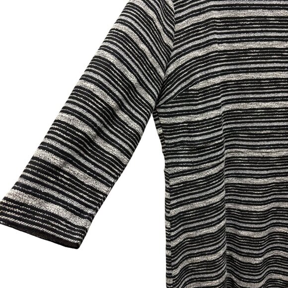 LOFT Striped Knit Dress Size 16 3/4 Sleeve Black Gray - Picture 6 of 10